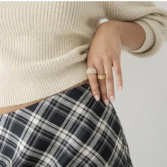 J.Crew Gwyneth Black White Plaid A-Line Midi Slip Skirt L - Picture 5 of 6